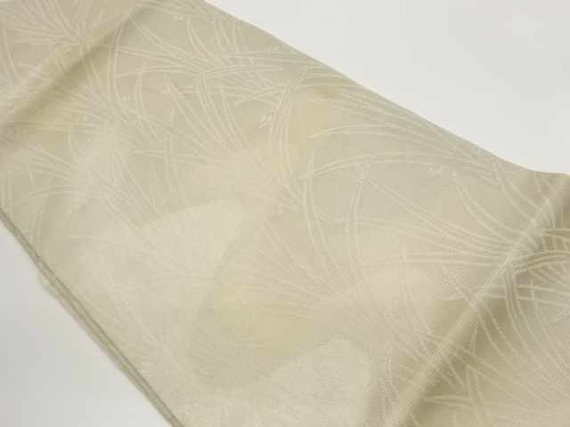 Gauze Nagoya obi, woven with curved lines and grass-leaf pattern